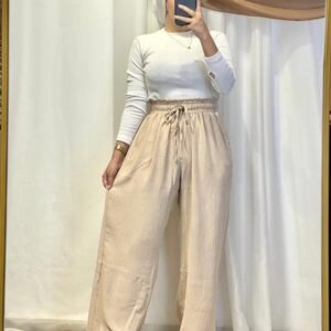 بنطلون وايد ليج كتان